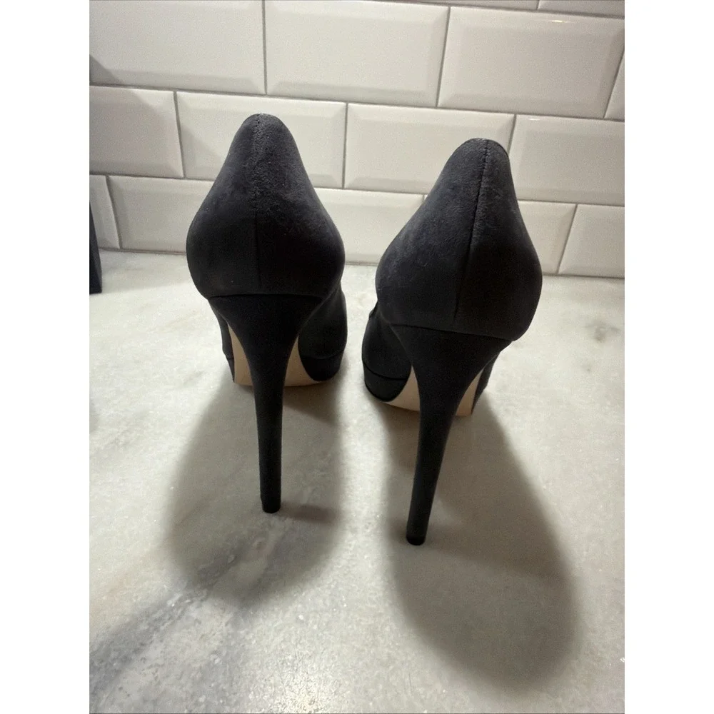 Sergio Rossi Dark Grey Suede Pointed Toe Platform Pumps Size‎ 39 With Box